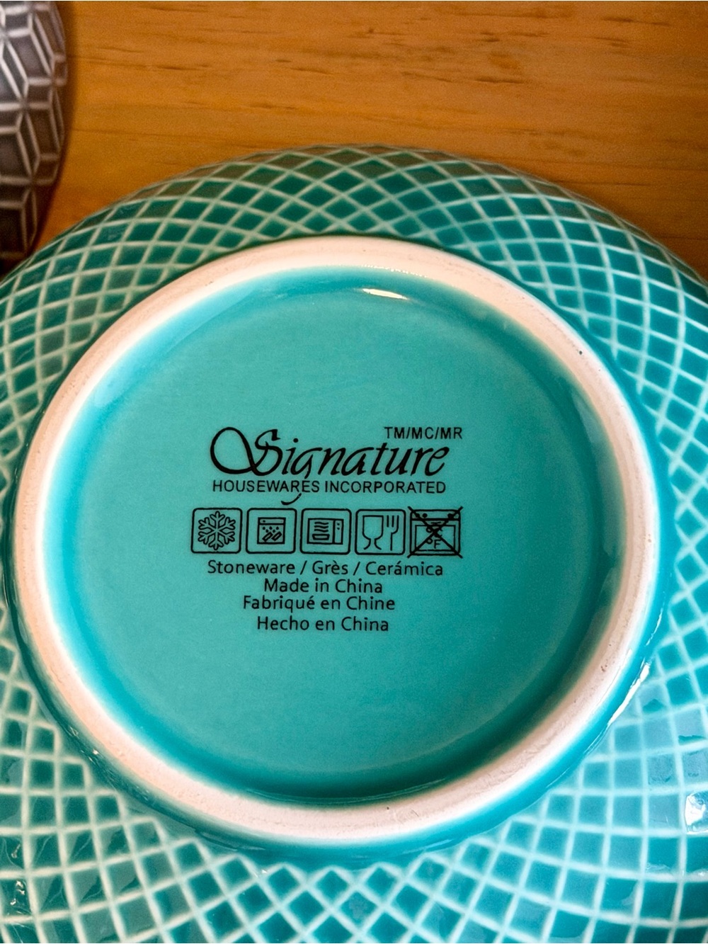 5 Signature Housewares Stoneware Bowls Blue Teal Grey Pattern 14.5oz - Picture 6 of 8
